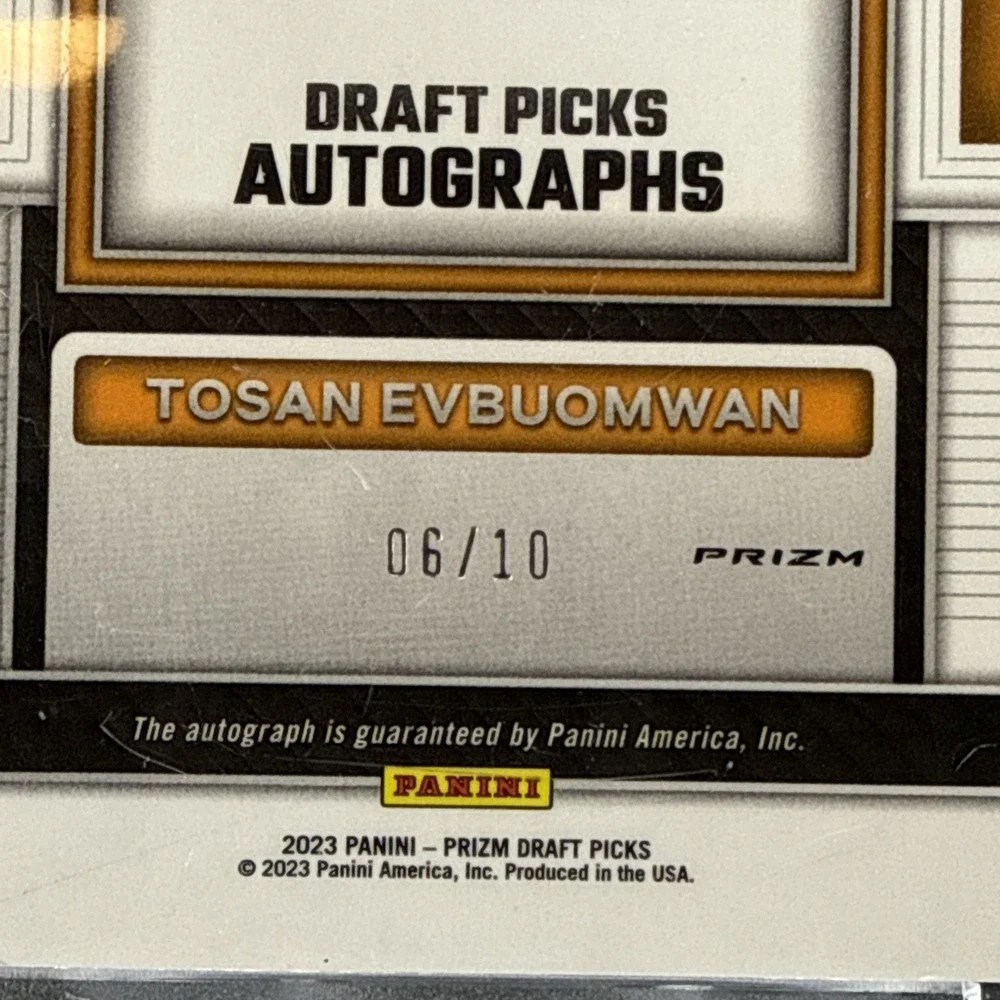 2023-24 To San Evbuomwan Panini Prizm Draft Picks Gold SSP /10 Autograph